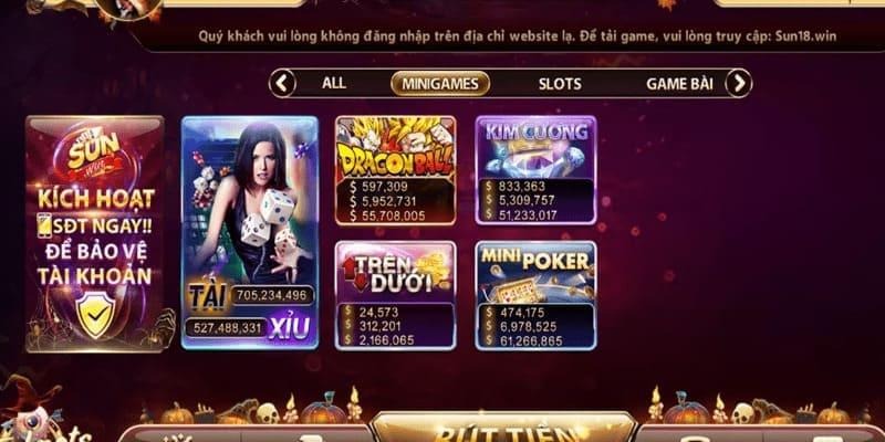 Minigame với giao diện cuốn hút